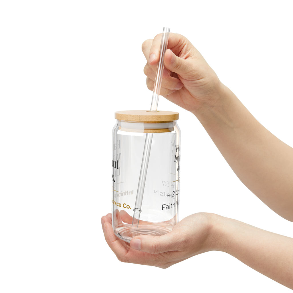 Faith Without Limits™ 16 oz Glass Can Cup with Bamboo Lid & Glass Straw