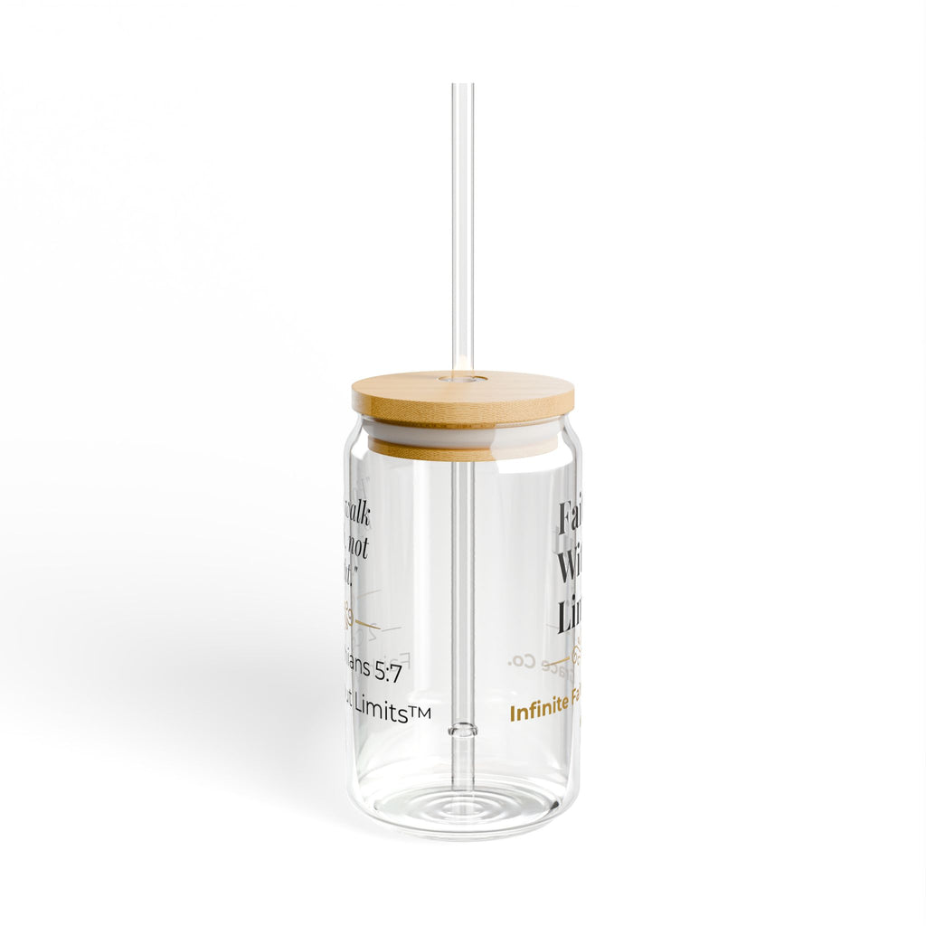 Faith Without Limits™ 16 oz Glass Can Cup with Bamboo Lid & Glass Straw